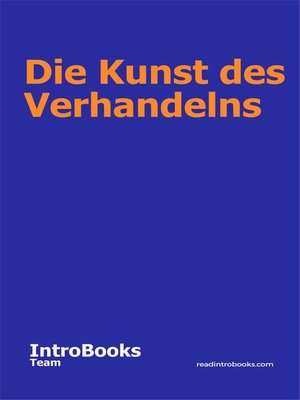 cover image of Die Kunst des Verhandelns